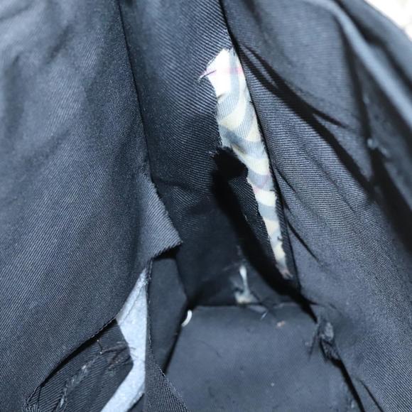 BURBERRY Nova Check Blue Label Hand Bag Nylon Beige Silver Auth 122940 - Picture 10 of 16